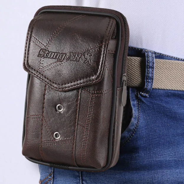 Muži Fanny Pack čierne hnedé pu kože zips mobilný telefón s taškou na mince kabelky Kvalitné tašky
