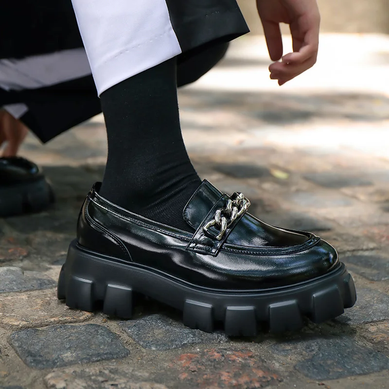 Muži hrubé jediné vyraďovanie obchodu Príležitostné Japonsko Harajuku Streetwear Fashion Punk Hip Hop Originálne kožené kožené mokrády