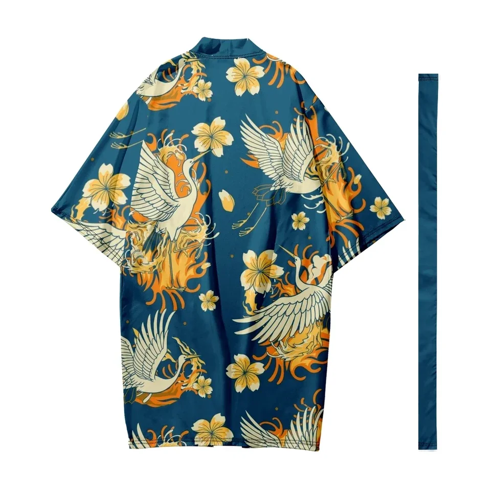 Muži Japonci Sakura Pattern Long Kimono Cardigan Samurai kostým Kimono Tradičné kimono módne tričko Yukata Dámska bunda