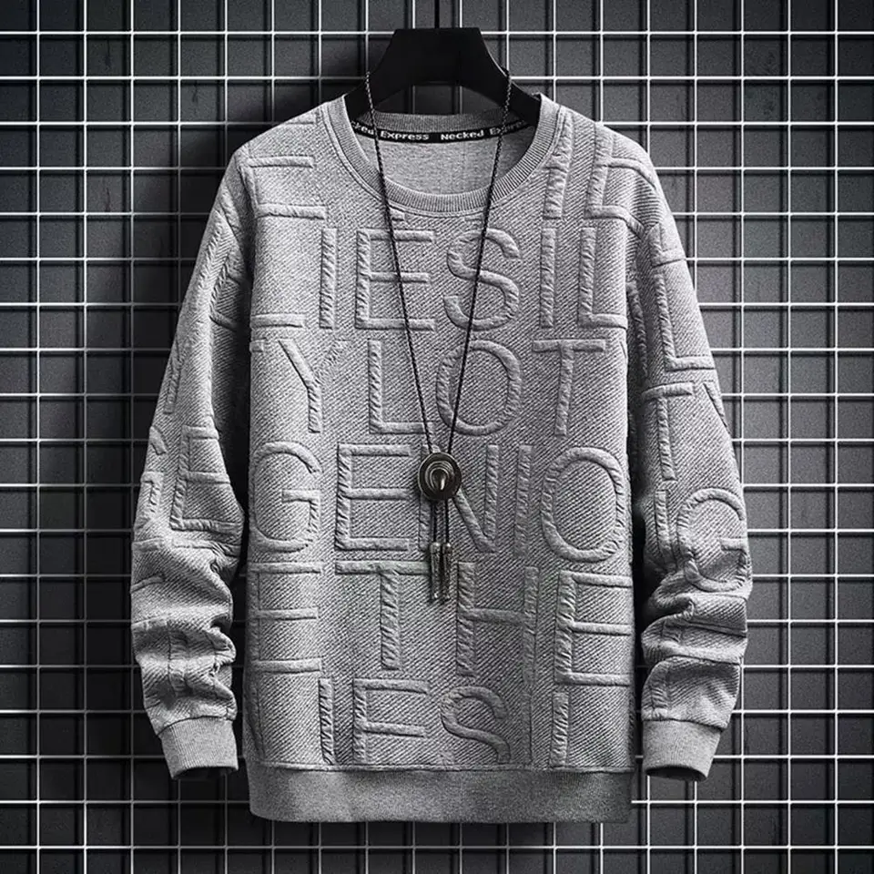 Muži jar jeseň O-krk s dlhým rukávom s dlhým rukávom mikina s pulvoverom písmenom Tlač pevnú farbu voľné voľné voľné fit mikina pullover