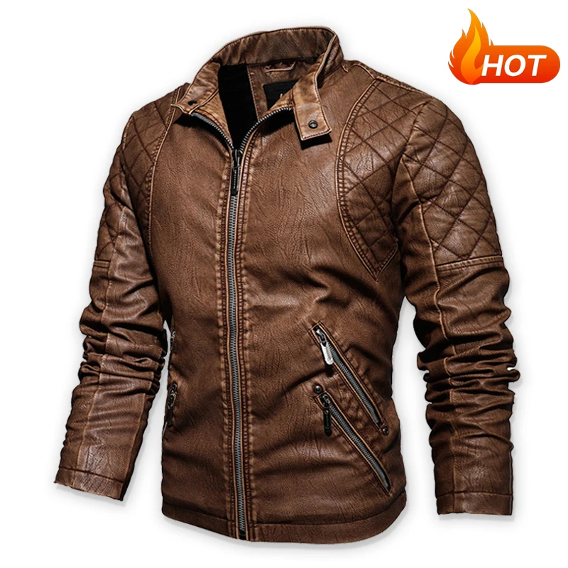 Muži Jeseň Motocykel Slim Fleece Jacket Coat Men módna kožená bunda Men Spring Outdoor Castrual Motor Conyber PU kožená bunda