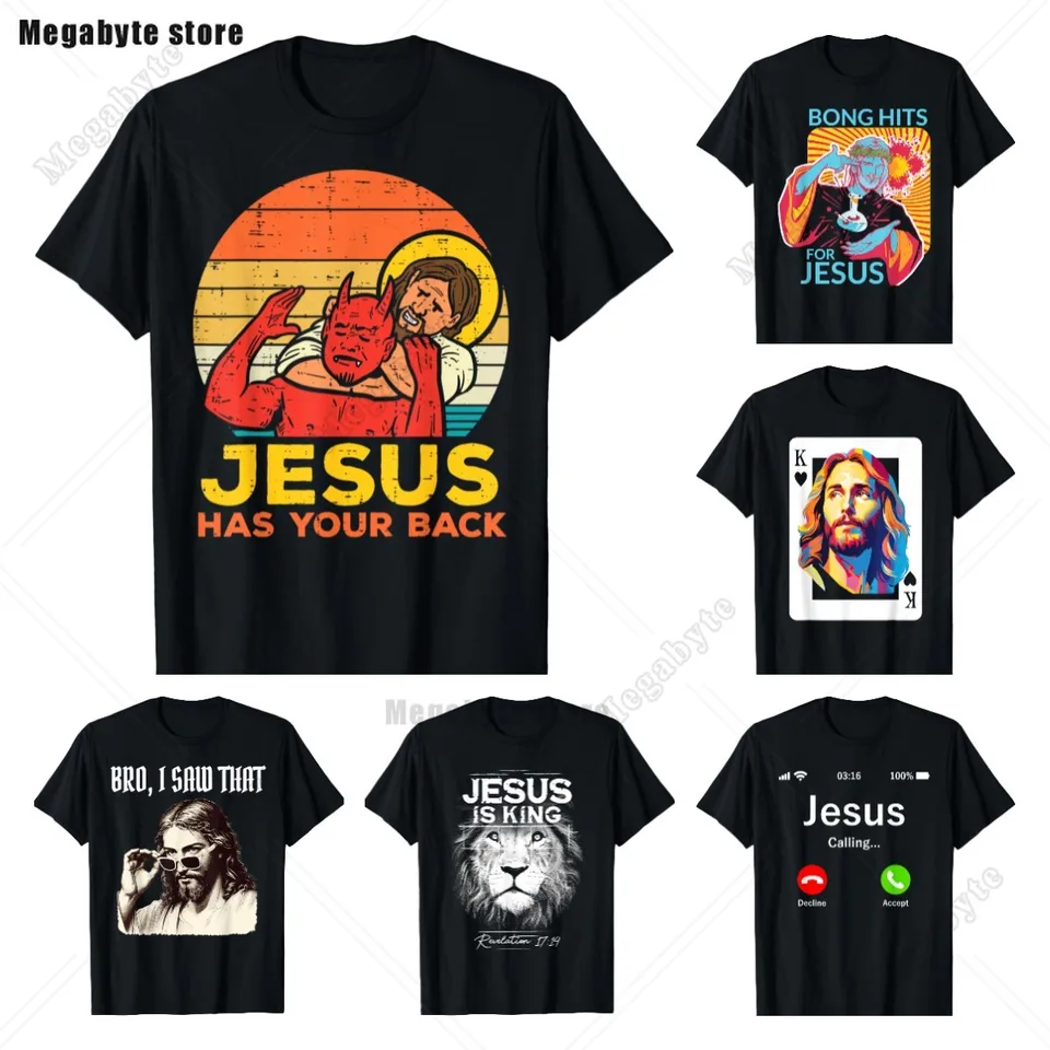 Muži Ježiš má tvoj chrbát jiu jitsu vintage kresťanské tričko bavlnené vrcholy kawaii nadmerne nadmerne