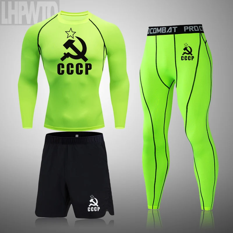 Muži kompresný oblek Muž Rýchle suchý telocvičňa Fitness Tesné športové oblečenie zimné športové termálne spodné prádlo súpravy s dlhým rukávom tričko