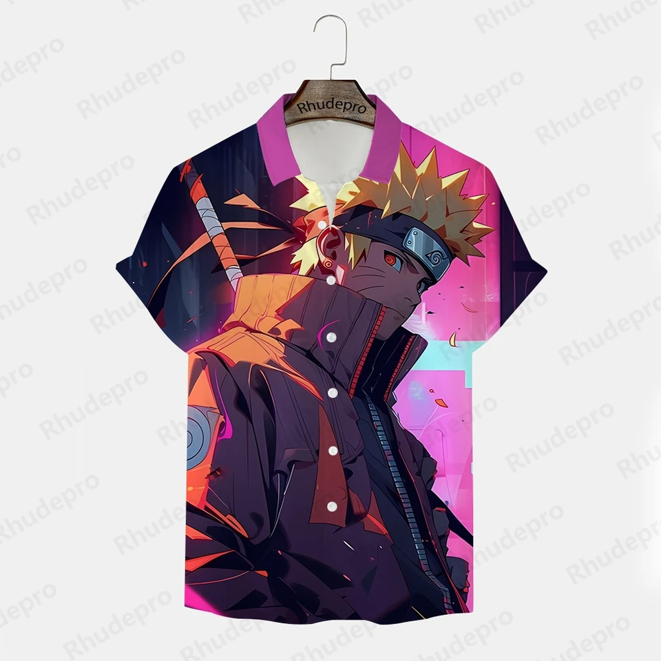 Muži košeľa vysokokvalitné Naruto Umaki s krátkym rukávom Pánske tričká s nadmerným oblečením Uchiba Sasuke Trend tops anime Anime