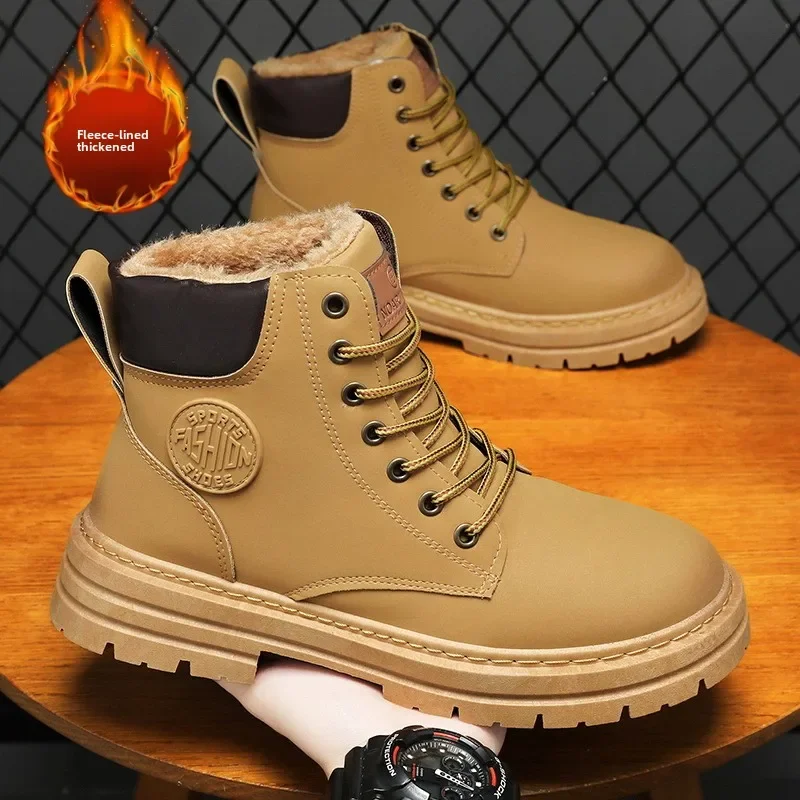 Muži kožené topánky High Top topánky módne motocykle členkové topánky Men Zimné topánky Muž topánky Lace-up botas hombre jesenný predaj horúci