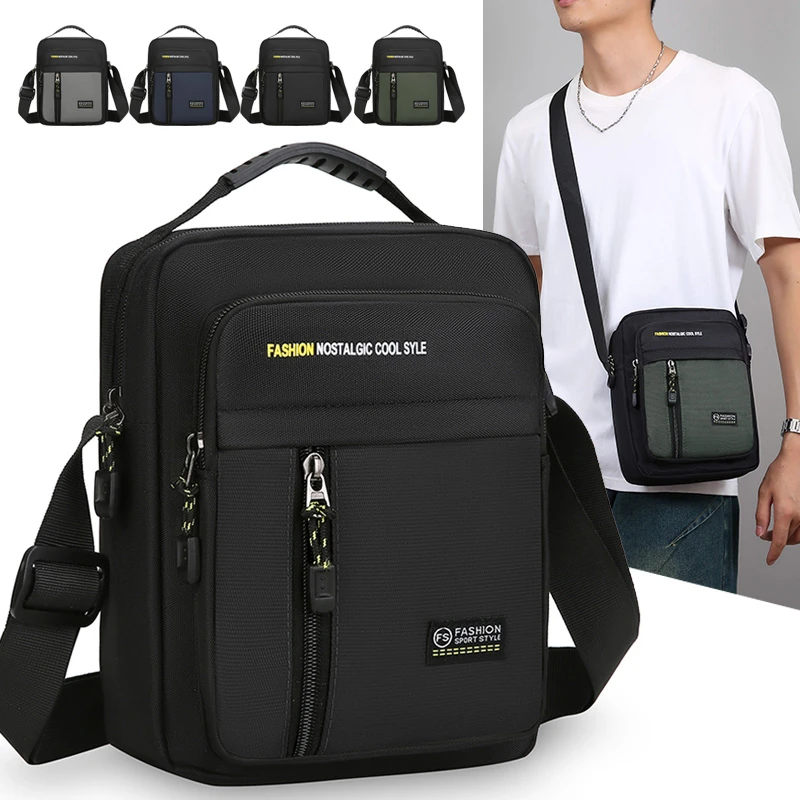 Muži krížové tašky s jedným ramenným taškami veľká kapacita skladovacia taška Fashion Multi-Cockets Business Crossbody Bags