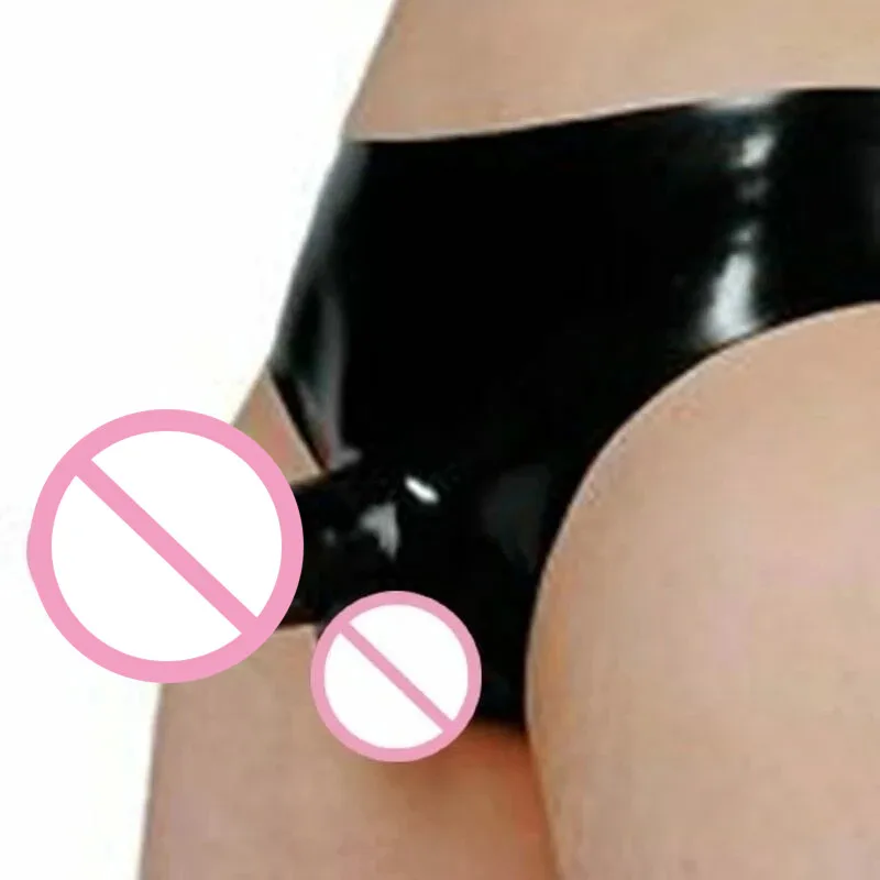 Muži latexové nohavičky spodná bielizeň s penisom kondóm rovná sexy gumová priehľadná tesná bezpečnostná nohavice