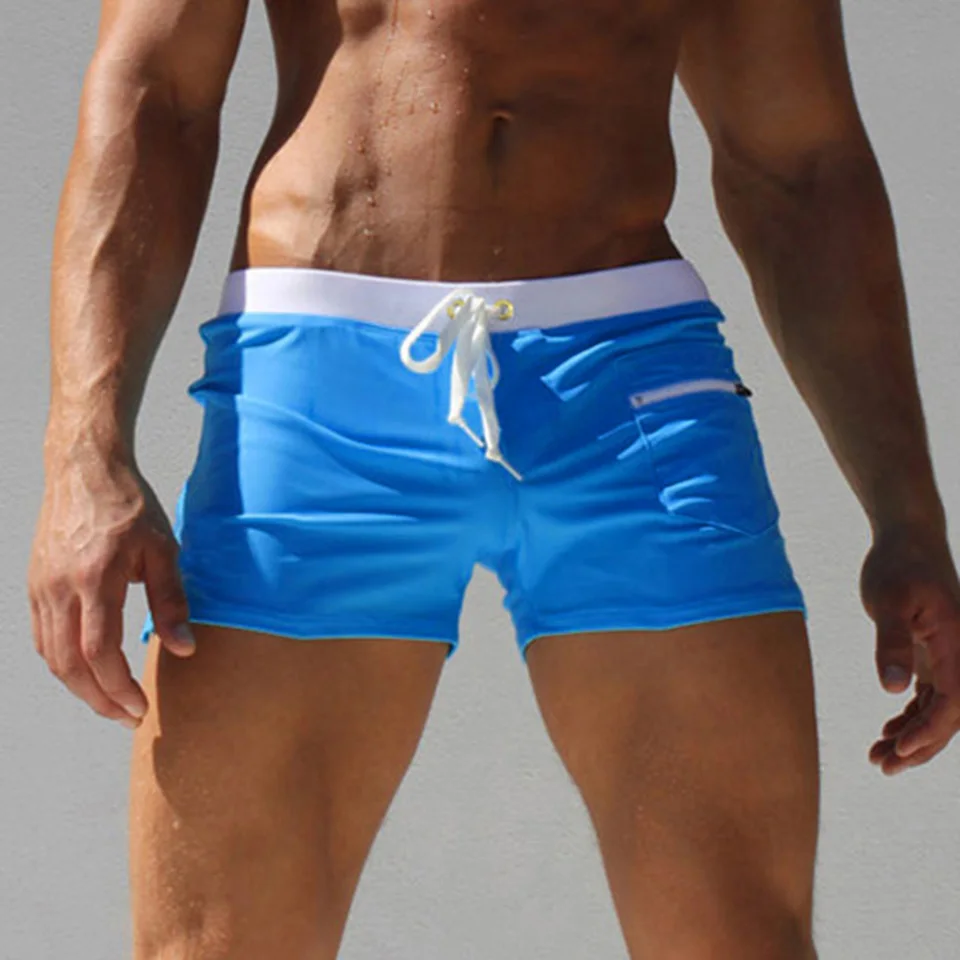 Muži masívne farebné plávajúce kmene refojujúce vrecko Slim Fits Beach Thorts plavky