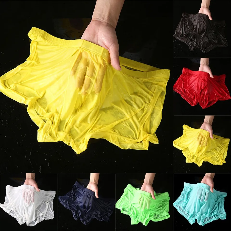 Muži mokré zvodné sexy boxer briefs tenké priehľadné spodné prádlo Krátky Kurálky Pánske nohavičky spodné prádlo Veľmi tenké spodné prádlo