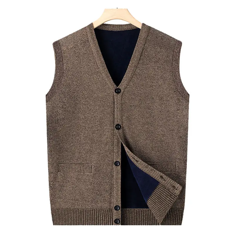 Muži oblečenia 2024 Jeseň zima nová v krku pletená vesta vesta Male Male Casual Sveter Vesy Men Men Solid Ruckels Coats D663