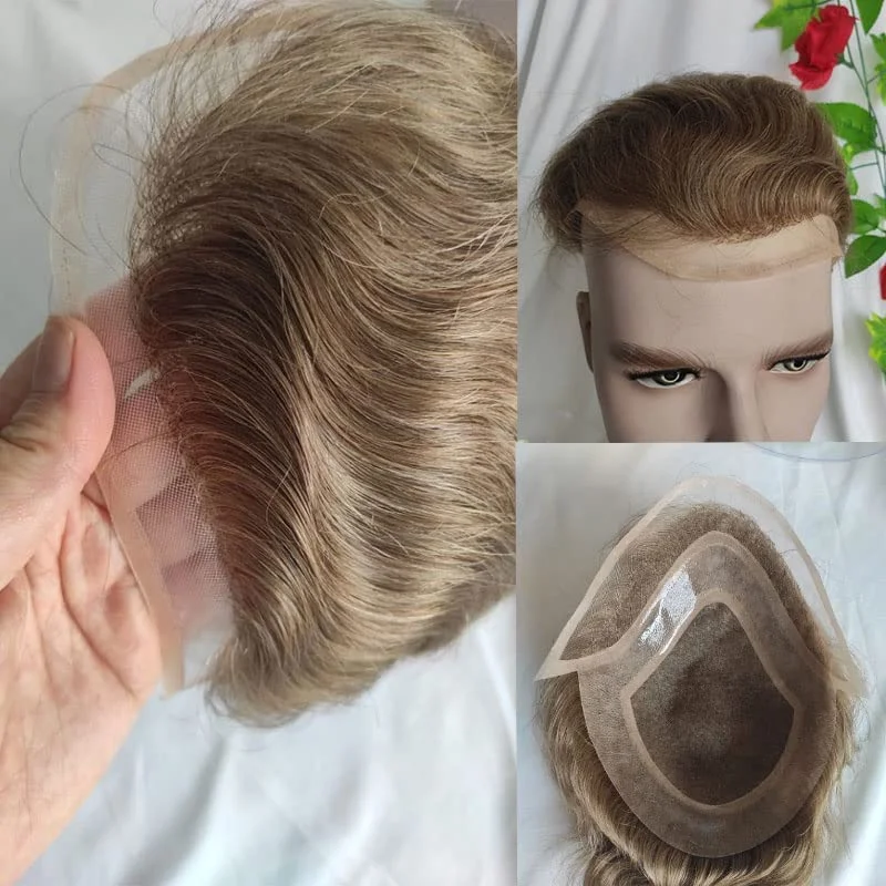 Muži parochní Lace Front s mono top mužovou vlasovou protézou 100% ľudských vlasov 6 