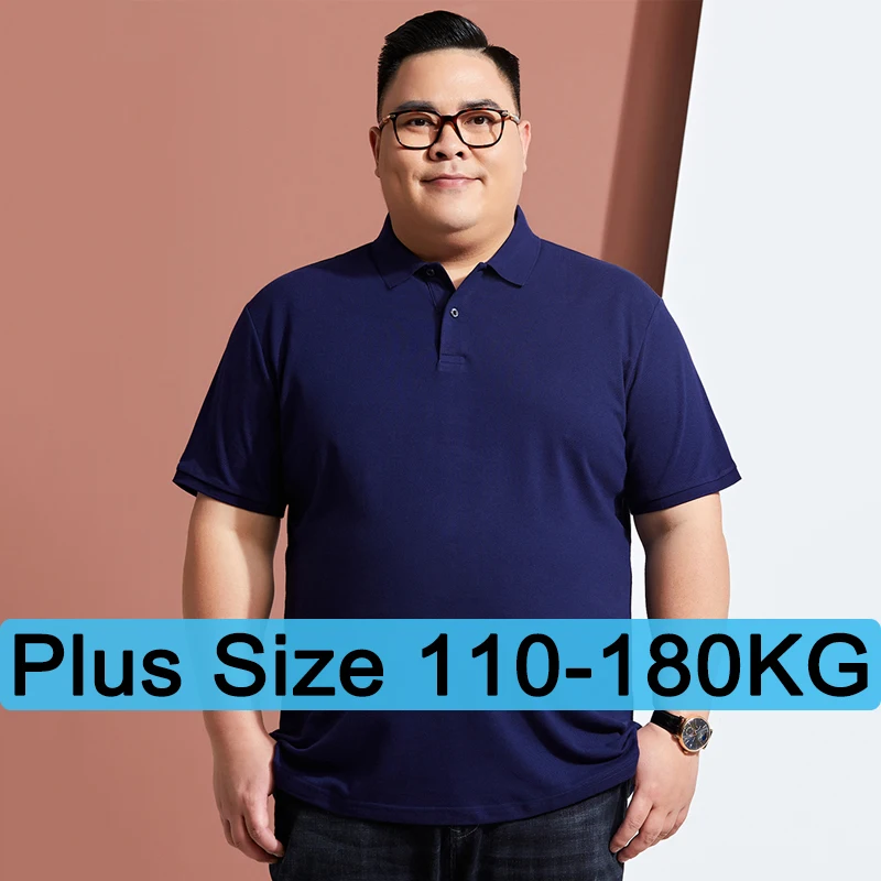 Muži plus veľkosť pólovej košele nadmerne nadmerne 6xl 7xl letné tričká s krátkym rukávom čierna voľná mužská košeľa
