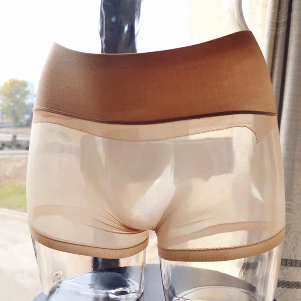Muži priehľadné kmene ultrakrínové šortky bezproblémové priehľadné pančuchy spodná bielizeň sexy pančucháče spodky sissy spodná bielizeň