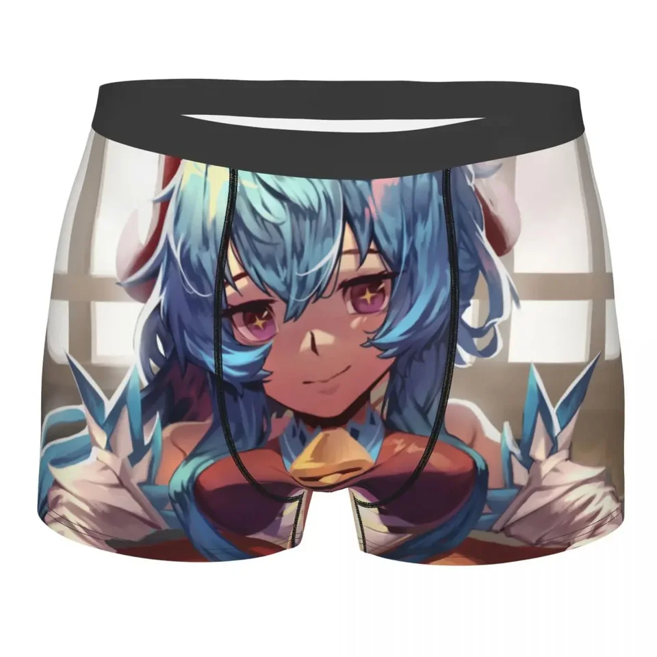 Muži sexy ganyu genshin nárazový boxer šortky nohavičky stredný pás spodná bielizeň anime homme sexy spodky