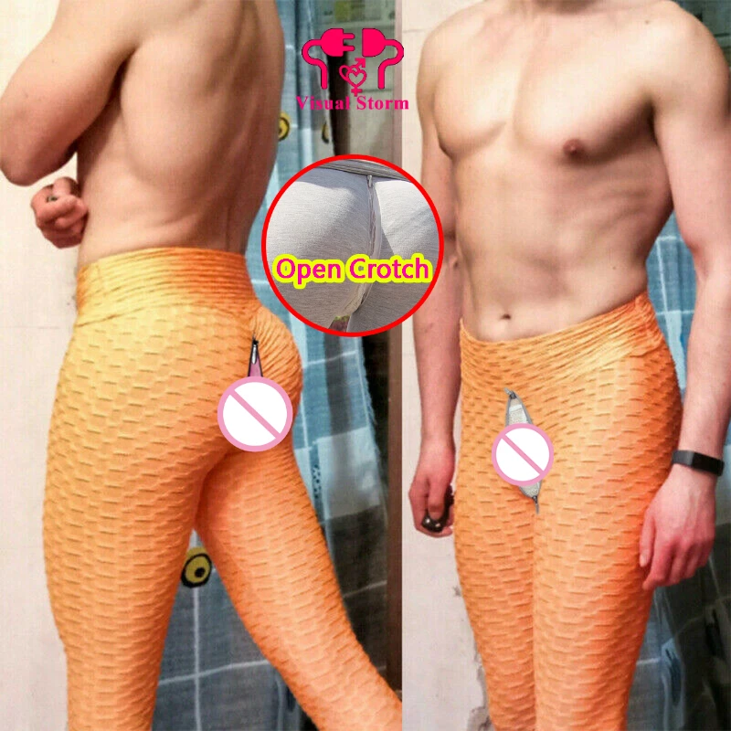 Muži sexy otvorené rozkrokové legíny so skrytými zipsami chudé pevné sissy bez rozkrokov bez nohaví