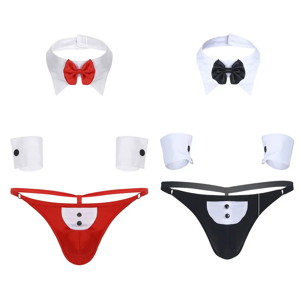 Muži sluha čašník sexy cosplay kostýmy spodná bielizeň nočné oblečenie g-string jockstraps spodná bielizeň s nočným klubom