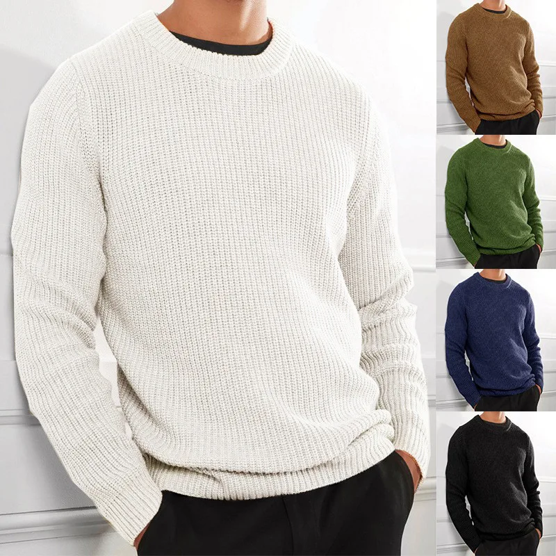 Muži sveter jesenná zimná zima mäkký teplý dres jumper rúž hombre pull homme Hiver Pullover O-krk pletene Sweaters