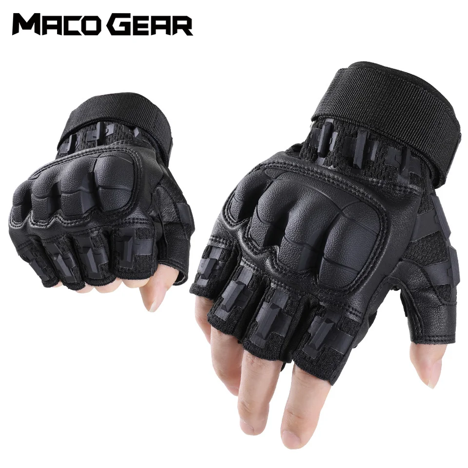 Muži taktické rukavice s polovičným prstom Vonkajšie športové turistické kempingové kempingové bojové airsoft Hunting Shooting Cycling Non-Slip Protective Gear