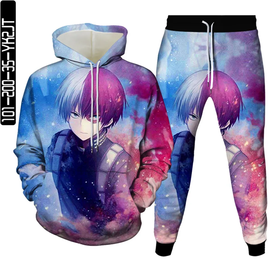 Muži Tracksuit Japanese Boku No Academia Anime Tlač mojej hrdinskej akadémie 3D mikiny+nohavice 2ksset ženy neformálne oblečenie S-6XL