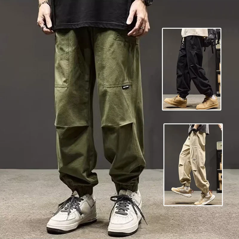 Muži Trend Cool štýl rovná noha Harém Pants Baggy Streetwear Ruched Design Casual Nohavice Elastické šnurovanie šnurovania hip hopov