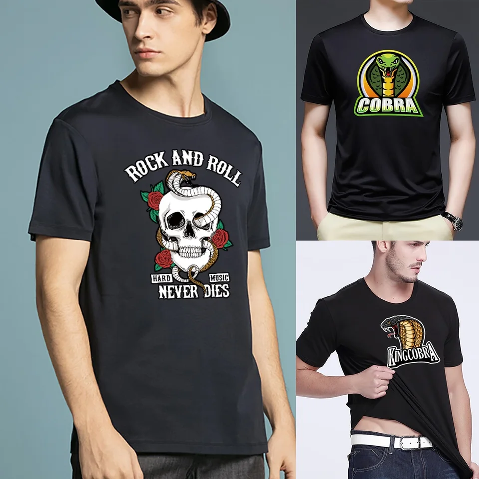 Muži tričko Harajuku s krátkym rukávom okrúhle krk vrcholy O-krk čierny kobra tlačené letné módne oblečenie hip hop harajuku streetwear