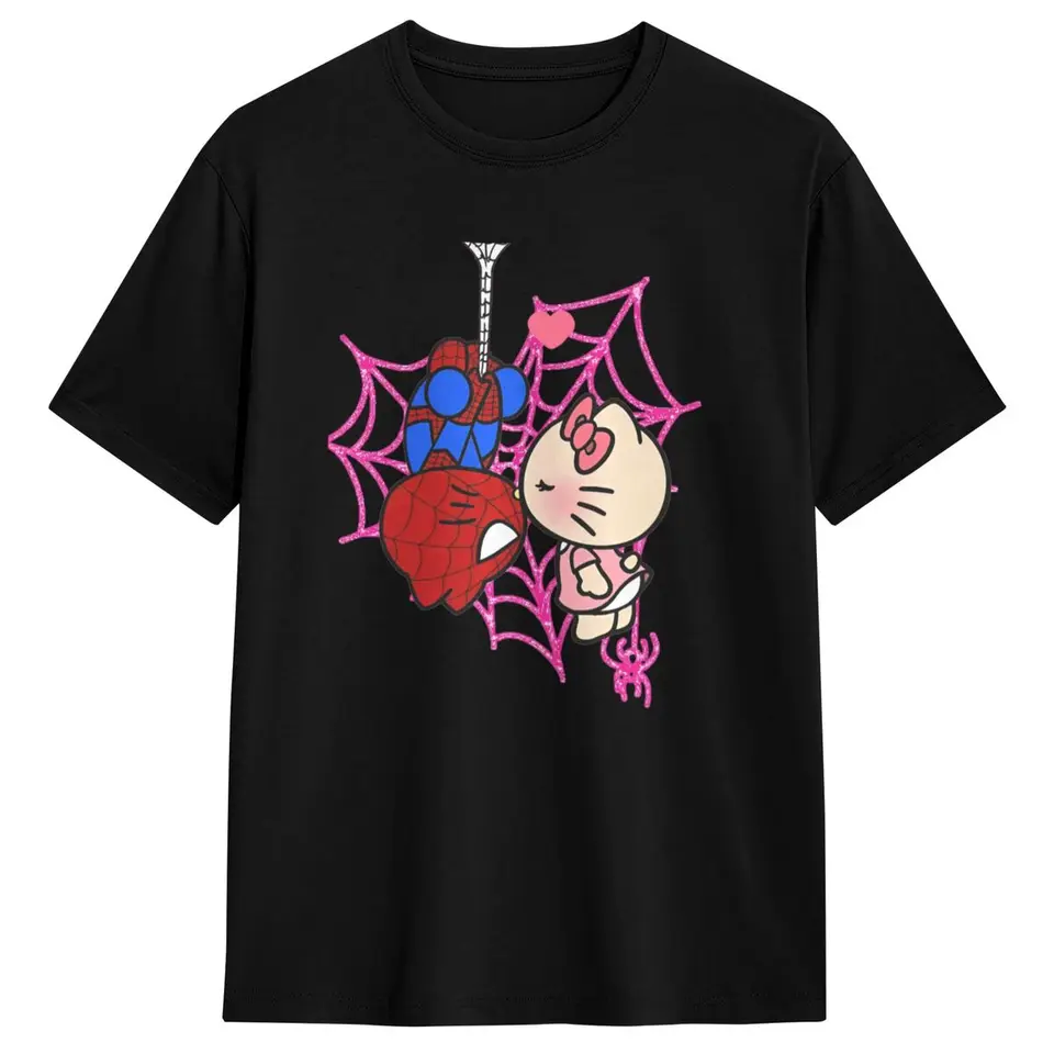 Muži tričko Sanrio Hello Kitty Spider Man T tričká Harajuku letné tričko Funny tlačené 100 bavlnených vrcholov plus veľkosť 6xl