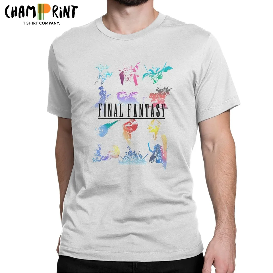Muži tričká Retro Final Final Fantasy Logos Creative Pure Cotton Tumes s krátkym rukávom Videohra