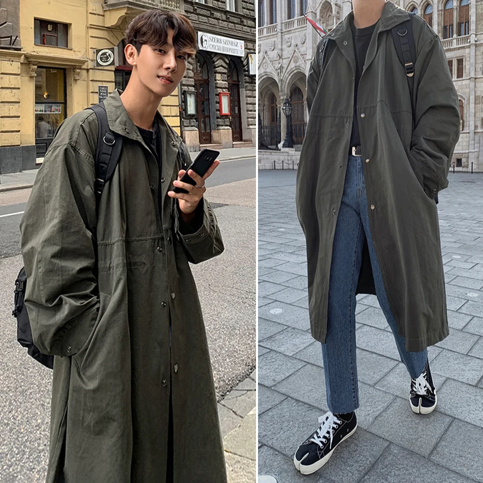 Muži výkopy s jedným prsiami klopami s dlhým rukávom s dlhým rukávom Cast Color Cast Coats Streetwear 2023 voľných módnych mužov Windbreaker Z151