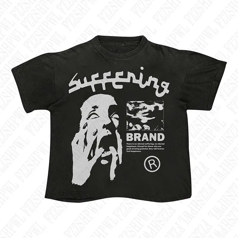 Muži Y2K bavlnené tričko Harajuku Graphic Print Rock Goth s krátkym rukávom Tričko Hiphop Hiphop Casual Tee Punk Streetwear Nadmerná horná emo emo