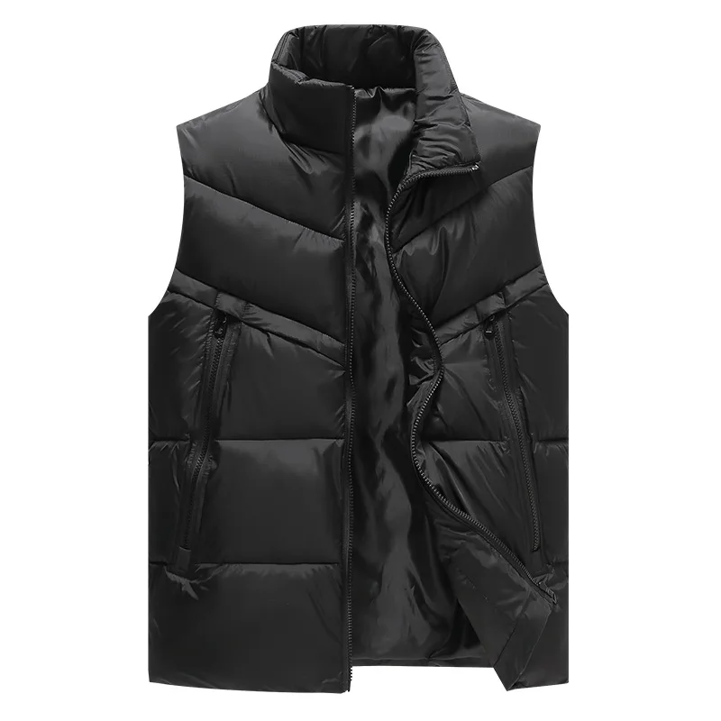 Muži študent plus veľkosť jesenná zimná zimná bavlnená vesta vonkajšie oblečenie Stand Up Golier Príležitostne zahusťovaný horný kôň 135 kg 7xl 8xl vesty