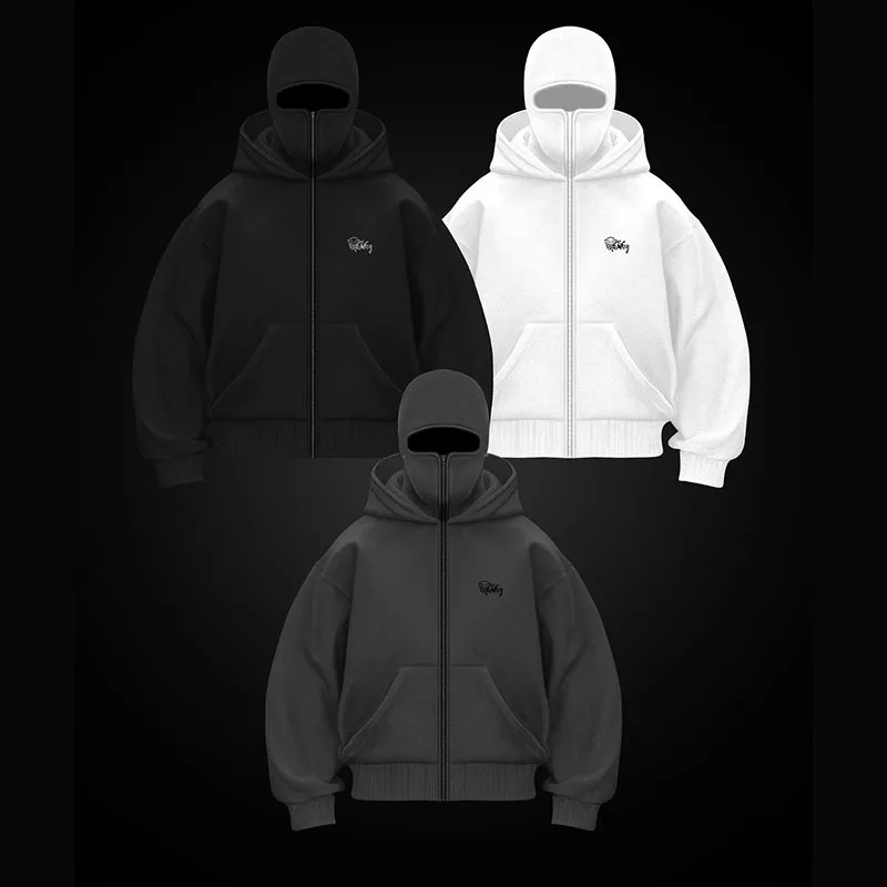 Muži Ženy Jeseň zima voľné príležitostné zákroky Coats Gothic Street s dlhým rukávom na zips s kapucňou Mikiny mikiny y2k hip hop 2025