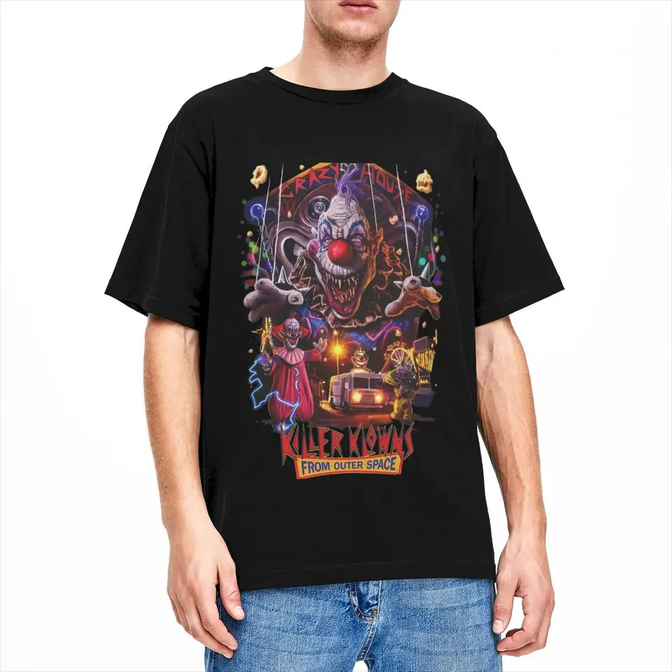 Muži ženy Killer Klowns z vesmírneho košele doplnky Fun Horror Movie bavlnené tričko Grafické tlačené tričko tričko