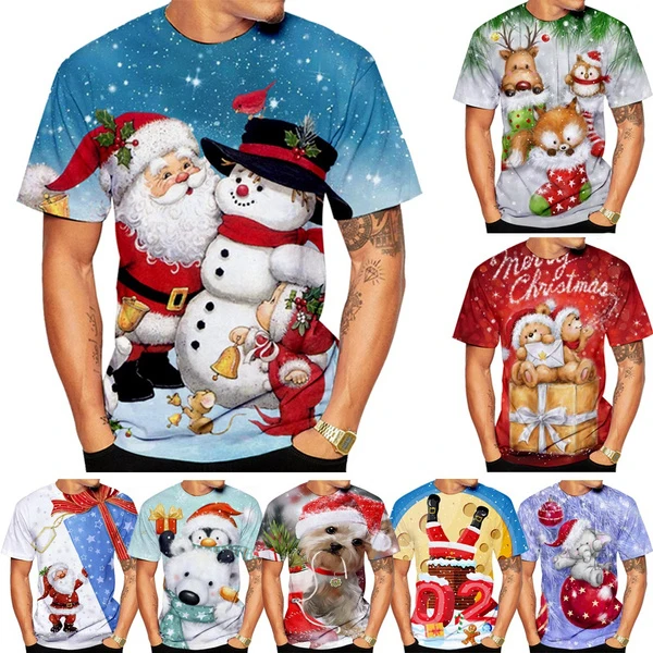 Muži/ženy móda 3D tlač Tričko Vianočné rukávy Unisex Casy Santa Claus Cartoon Tee