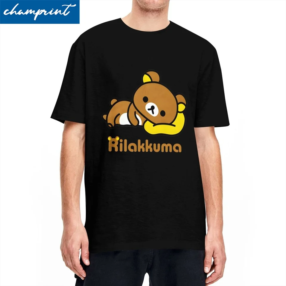 Muži Ženy Rilakkuma Relax Bear Cartoon Character T tričko bavlnené vrcholy Vintage s krátkym rukávom okrúhle goliere grafické tričko