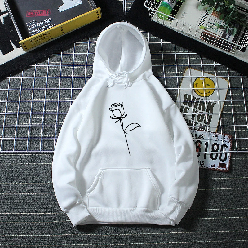 Muži Ženy Rose tlačené mikiny nové módne vrcholy s dlhým rukávom s kapucňou s kapucňou Casy Sportswear Fleece mikiny mikiny