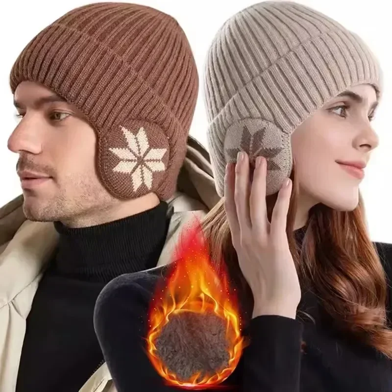 Muži Ženy Zimné teplé plyšové pletené snehové módne klobúk Unisex Nové vonkajšie chladné odolné voči uši