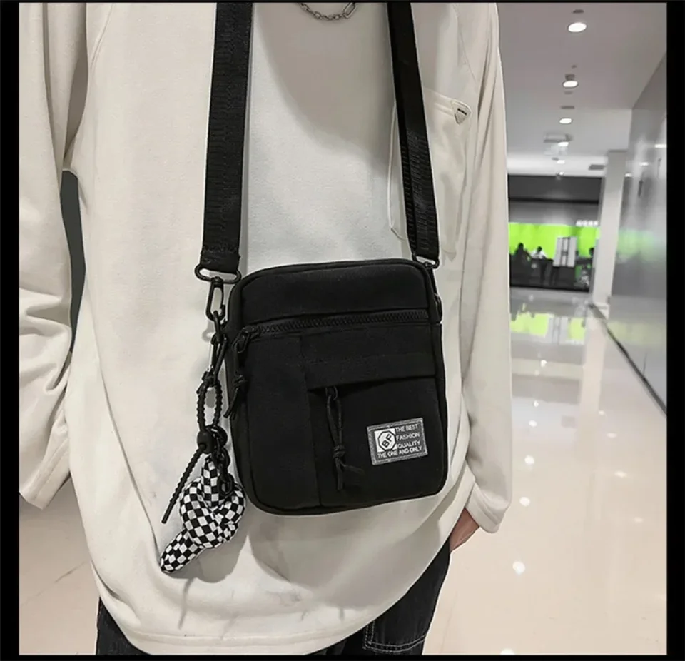 Muži Ženy Študent Canvas Ramer Bag Street Small Messenger Bag pre študenta Kórejský Harajuku unisex Crossbody Bags Telefónne kabelky