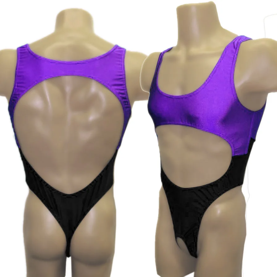 Mužov G3951 BodySuit THONG TREOTARD POLY SPANDEX s vysokým rezom otvoreným rozkrokom