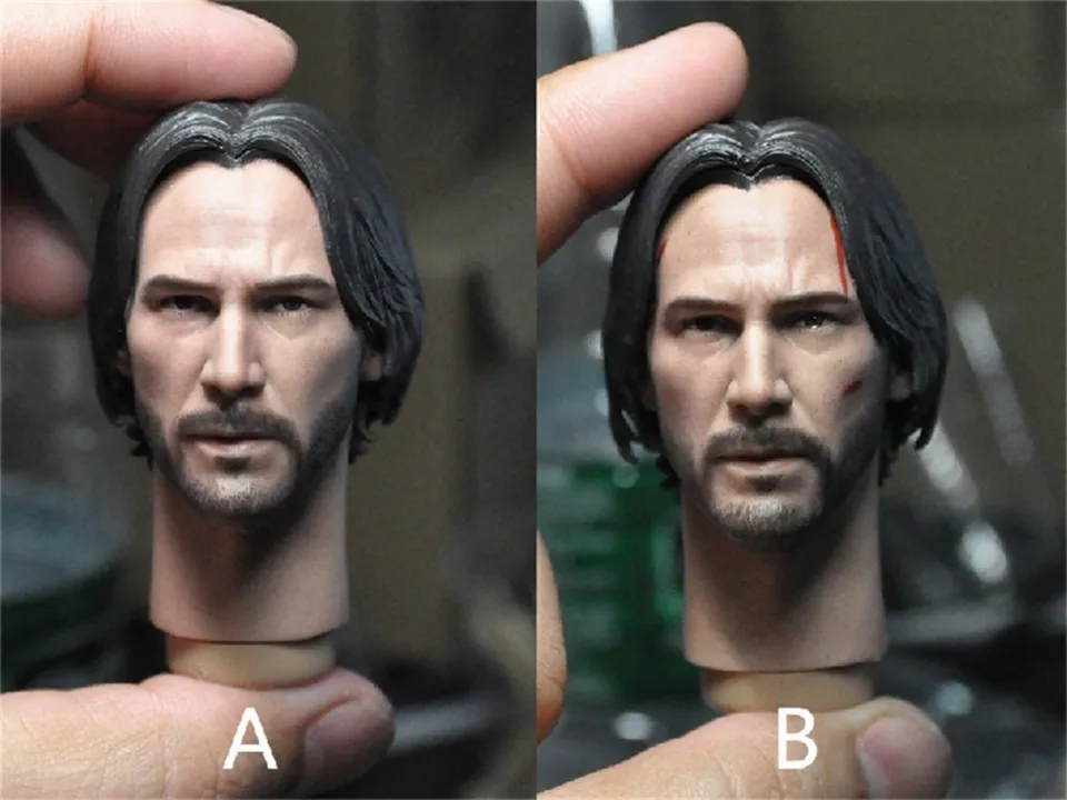 Mužská hlava Sculv Castry Keanu Reeves Killer 2.0 Herec Carving Star Poškodený normálny 1/6 vojakového modelu Fit 12 
