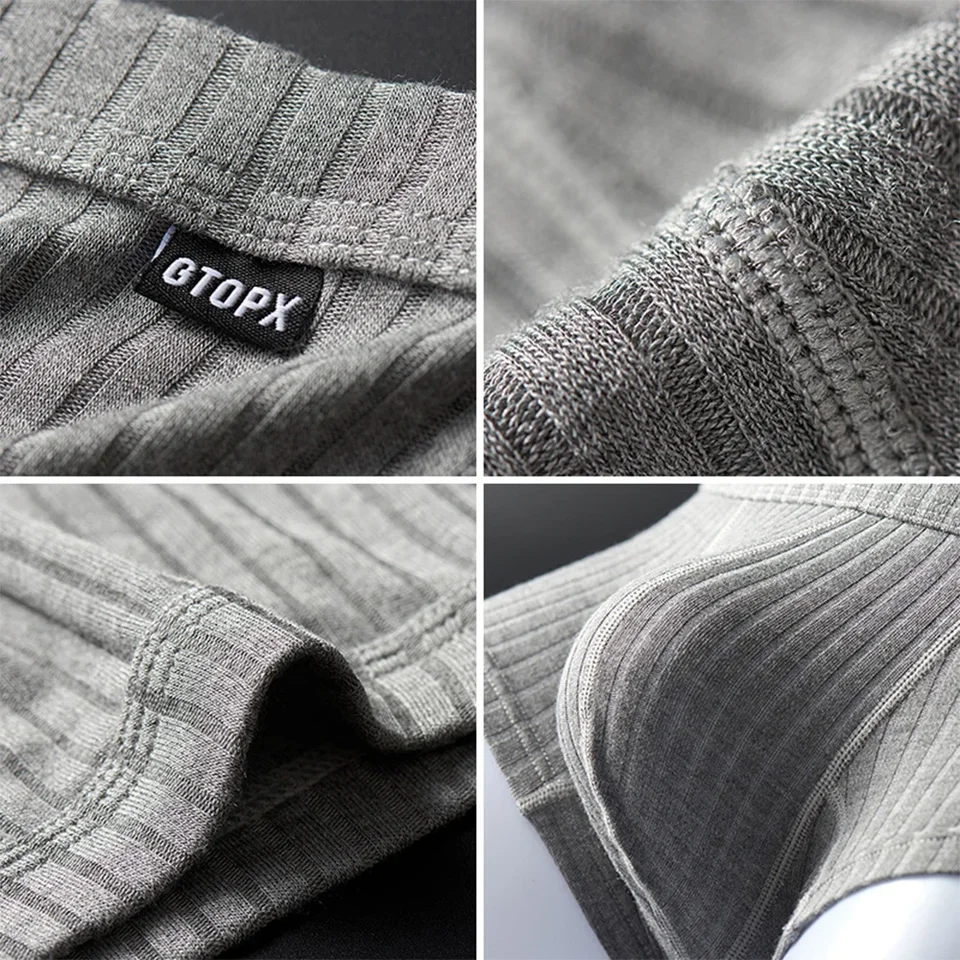 Mužské boxerové nohavičky rebrované pruhované sexy spodné prádlo Soft Soft Autumn Boxershorts Men priedušné nohavičky Pohodlné 2022