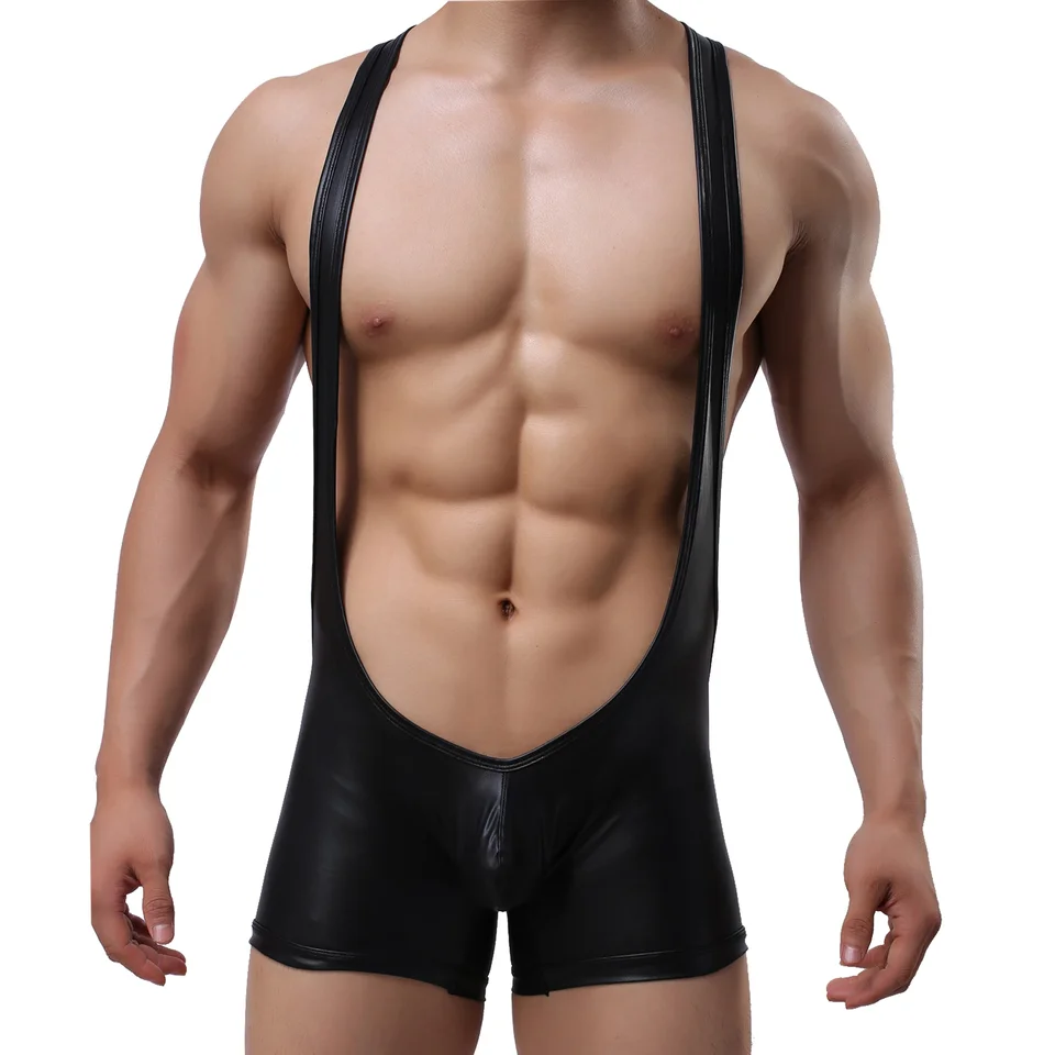 Mužské javiskové kostýmy Kostý kožené kombinézy Man Boxers Swizúry Muž Sexy pančucháče spodná bielizeň