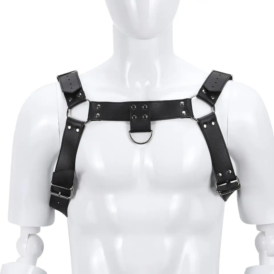 Mužské kožené exotické SM Tops fetiš homosexuálny zväzok hrudníka nastaviteľné pásové pásy Punk rave kostýmy pre otroky bdsm otroctvo bdsm