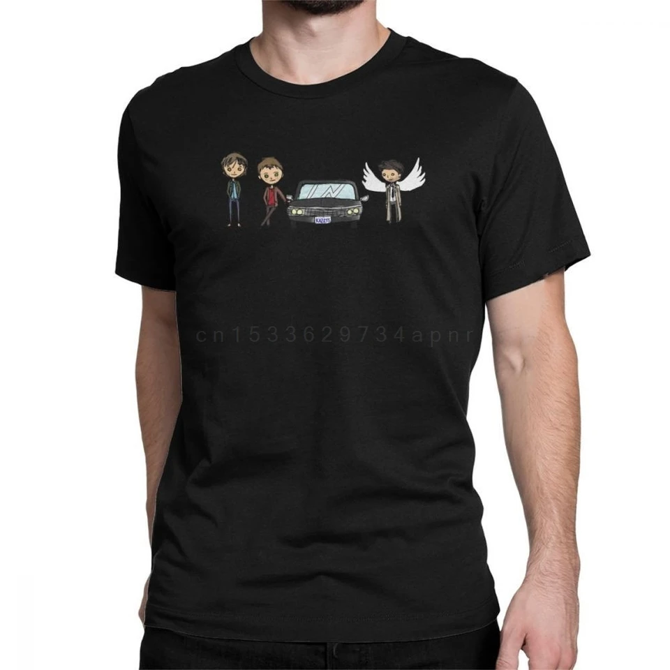 Mužské nadprirodzené tričká Spn Brothers Angel Winchester s krátkym rukávom odevy bavlnené tričko vysokokvalitné tričká