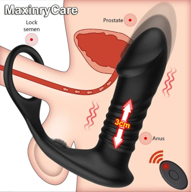 Mužský diaľkový ovládač Automatický teleskopický konečník prostata Masager gay masturbácia vibrátor sexuálne hračky pre mužov g Spot zábava