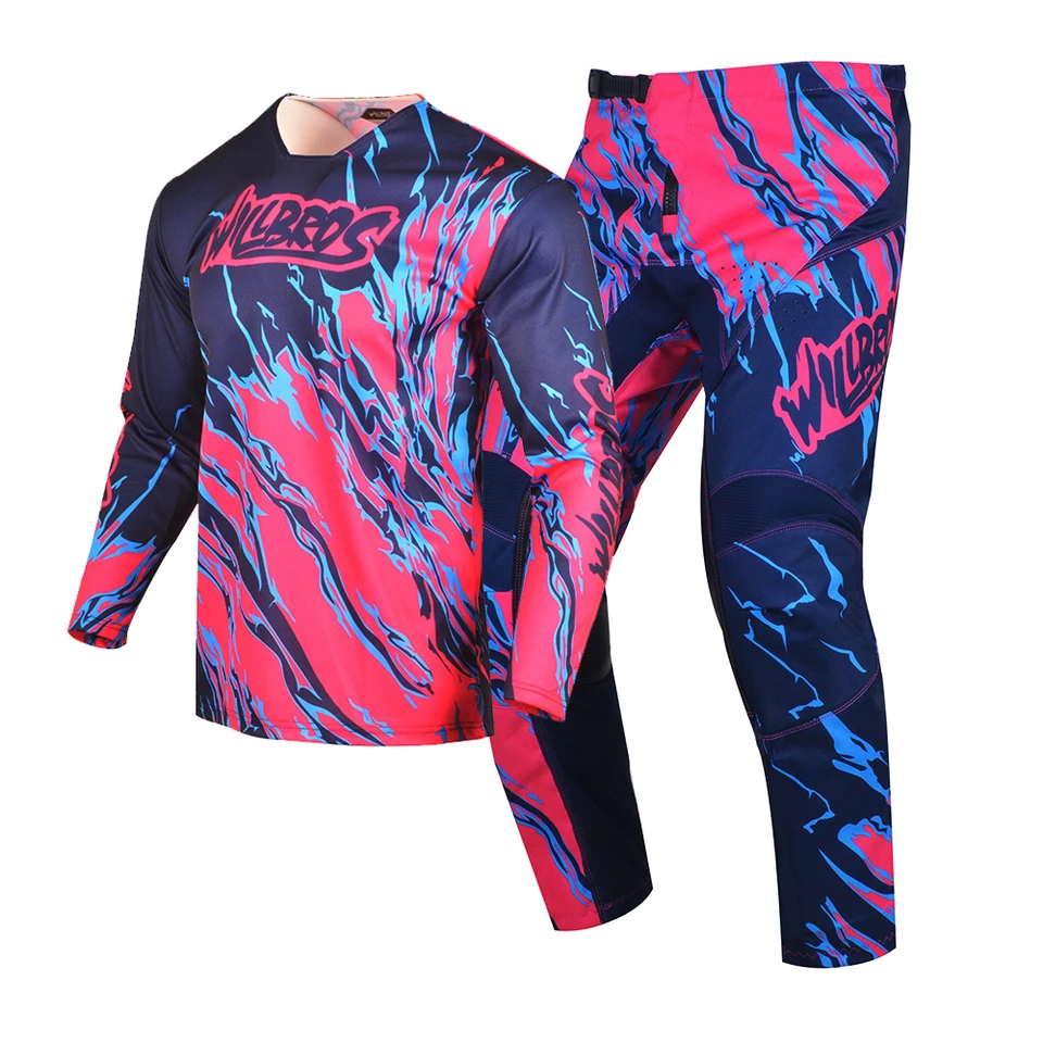 MX Dirt Bike Jersey Pants Gear Set BMX Combo Combo Willbros Kinetic Outfit Bicycle Suit ATV UTV MTB Cycling off-Road Men Pink Kits