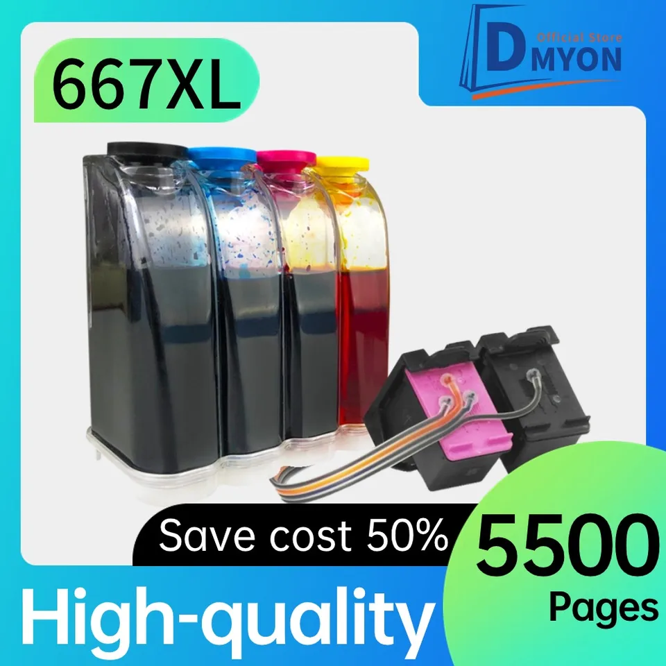 MX kompatibilná pre HP 667 CISS Atraterová súprava pre Sistema Continuo HP Deskjet Plus Atrament Advantage 6075 6475 6476 1275 2374 2375 2775