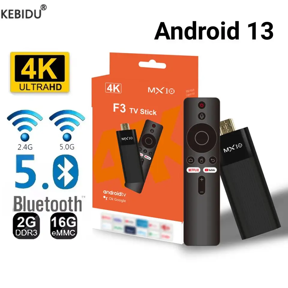 MX10 Mini TV Stick Android 13 Allwinner H313 Quad Core Cortex A53 4K HDR10+ 3D 2,4G a 5,0G BT 5.0 WIFI SMART TV TV Stick 4K TV Box