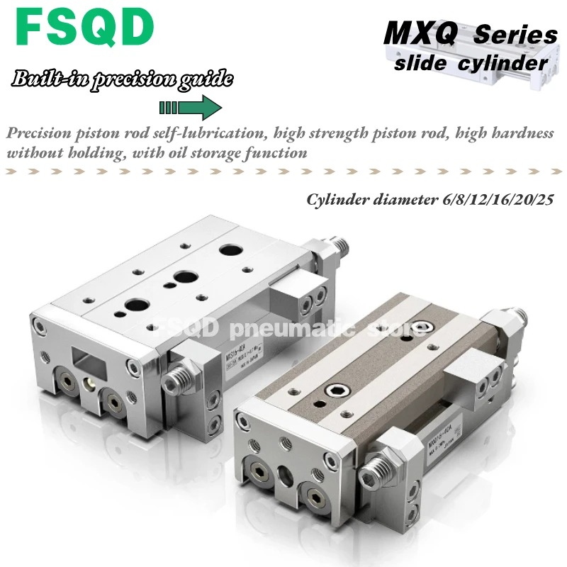 MXQ6, MXQ8, MXQ12-10,20,30,40,50,75,100 AS, BS, CS, AT, BT, CT, A, B, C, P, R, F, BSR, 13, FSQD, SMC TYPE AIR Séria Slide MXQ, MXQL6,8,12
