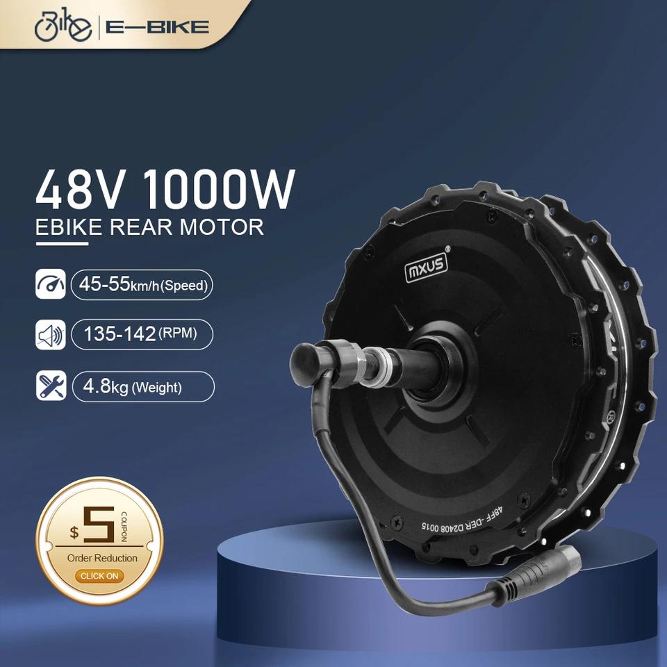 MXUS 48V 1000W E-Bike Hub Motor bez kefy Zavraté zadné otáčanie kolieska pre súprav