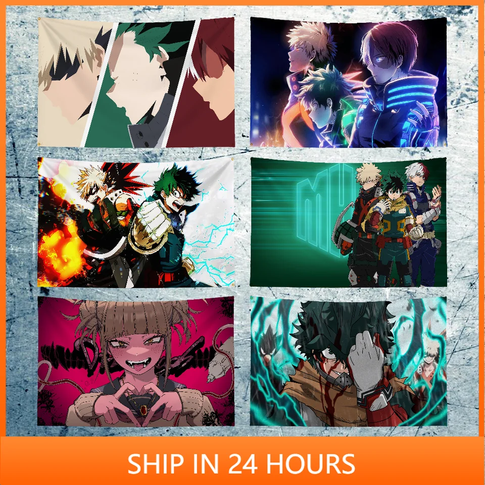 My H-Hero A-Academia Deku Garden Flag Outdoor Ozdobte tvorivý vzor pre rodinnú skupinu Photo obývacia izba nástenná dekorácia Banner